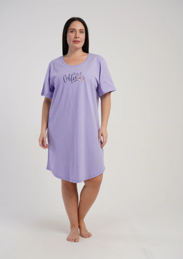 Koszula Nocna Damska Vienetta Lavender Coffee, Fioletowy, r. 1XL - 4XL