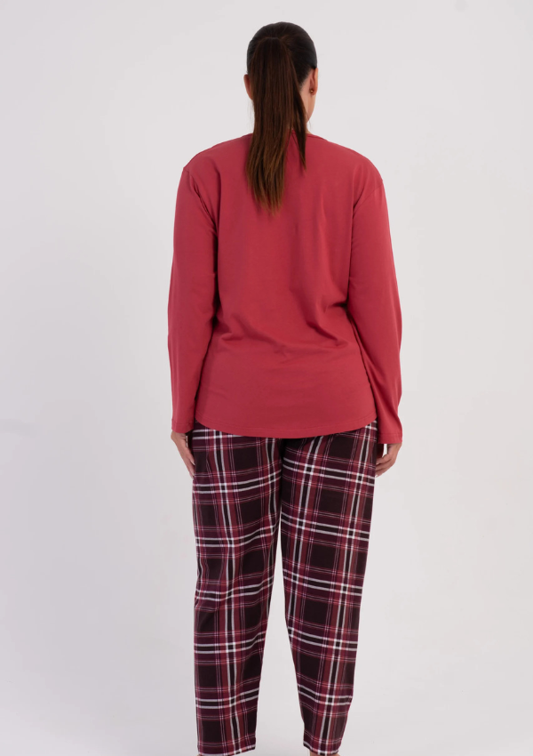 Piżama Damska Vienetta Burgundy Check, Czerwony, r. 1XL-4XL
