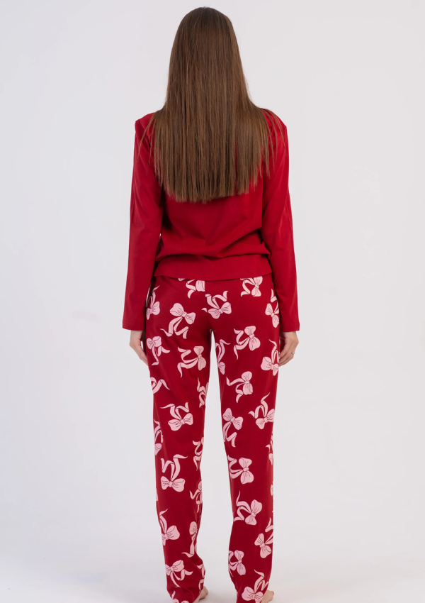 Piżama Damska Vienetta, Red Bow, Czerwony r. S-XL