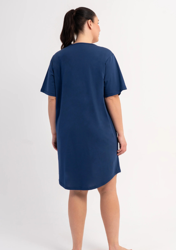 Koszula Nocna Damska Vienetta Navy Hearts, Granatowy, r. 5XL - 7XL