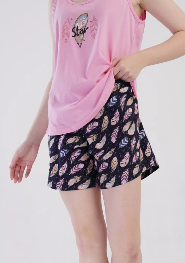 Piżama Damska Vienetta Pink Feathers, Różowy, 1XL-4XL