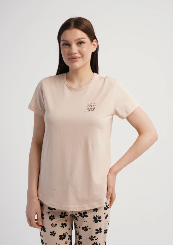 Piżama Damska Vienetta Floral Harmony, Beżowy, r. L-XXL