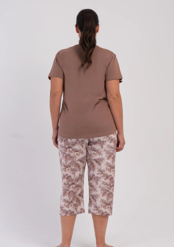 Piżama Damska Vienetta Cocoa Butterfly, Brązowy, r. 1XL-4XL