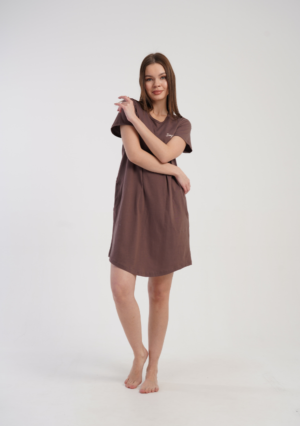 Koszula Nocna Vienetta Simple Calm, Brązowy, r. M-XXL