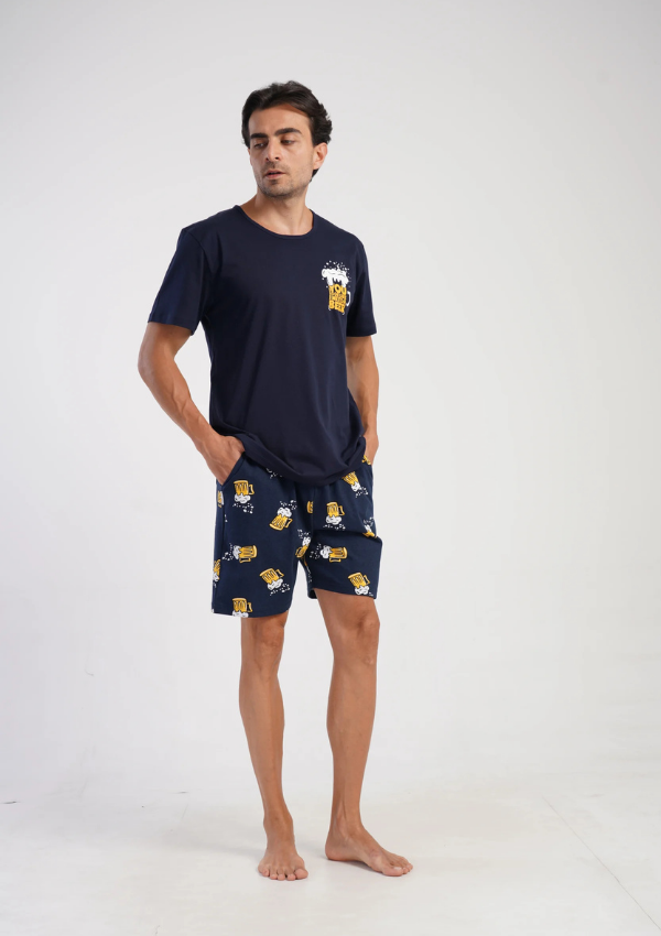 Piżama Męska Vienetta Beer Break, Granatowy, r. S-XXL