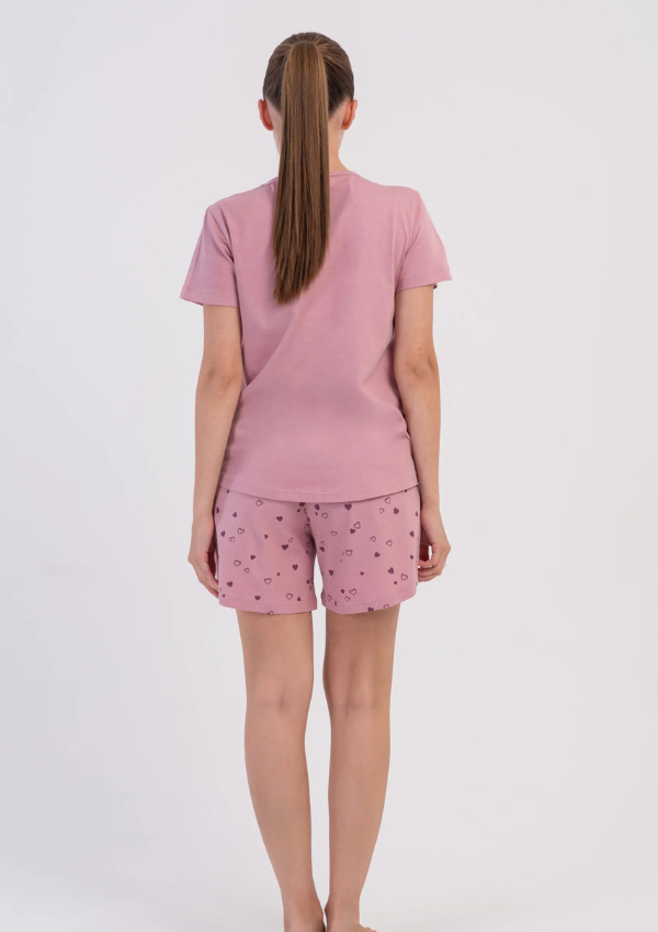 Piżama Damska Vienetta Rose Heart, Różowa, S-XL