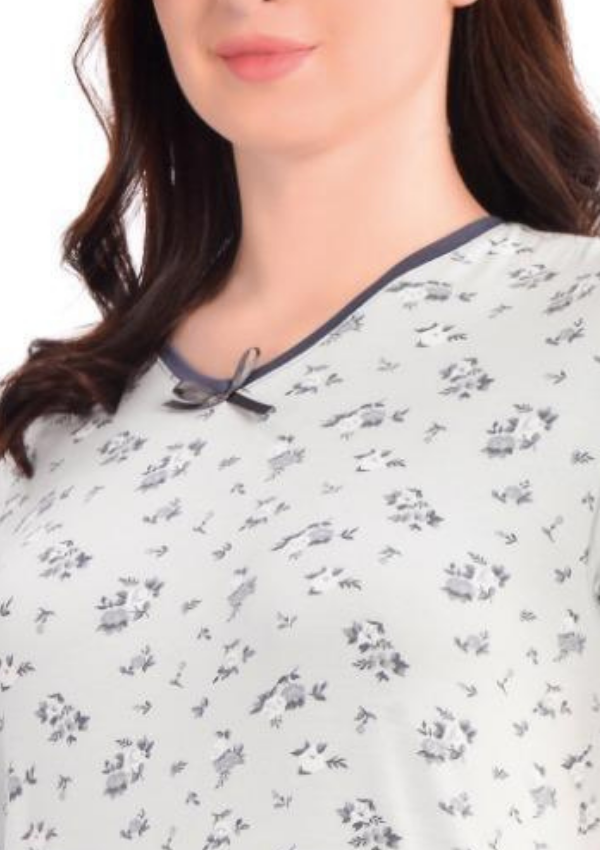 Koszula Nocna Silver Floral, Szary, r. M - 3XL