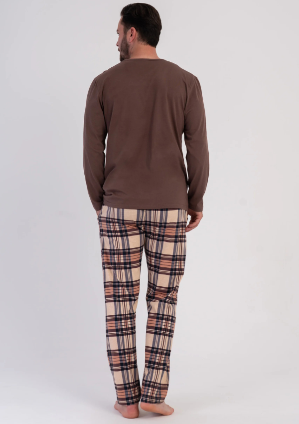 Piżama Męska Vienetta Brown Plaid, Brązowy, r. M-XXL