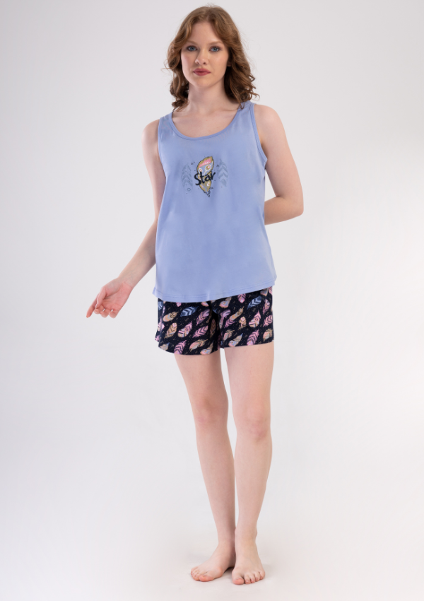 Piżama Damska Vienetta Purple Feathers, Fioletowy, 1XL-4XL