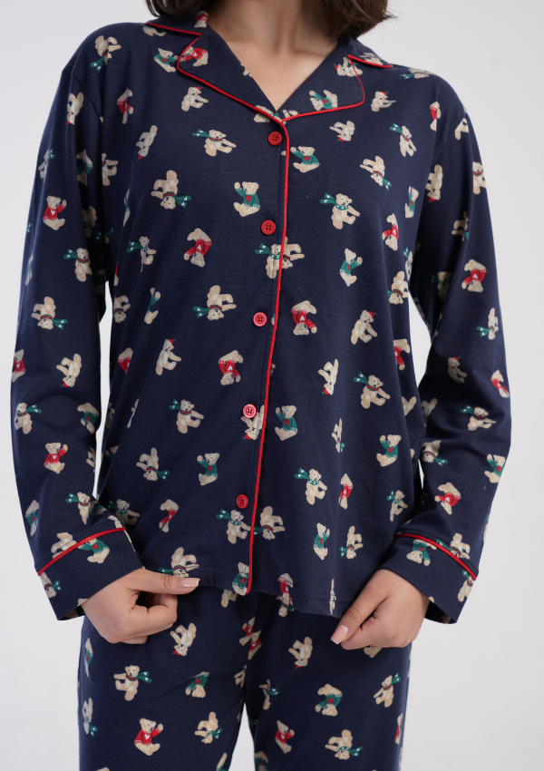 Piżama Damska Vienetta Winter Bears, Granatowy, r. M-XXL