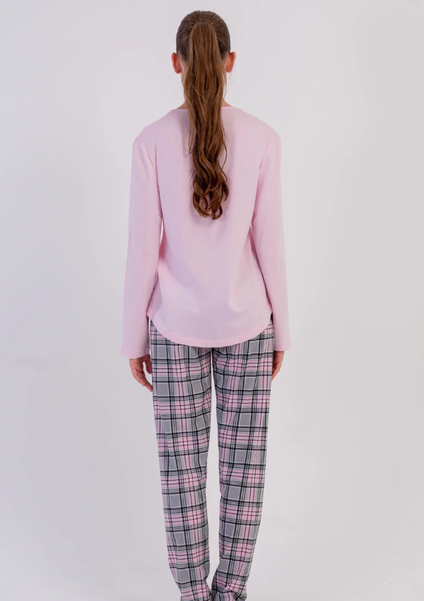 Piżama Damska Vienetta, Teddy Plaid, Różowy, r. M-XXL