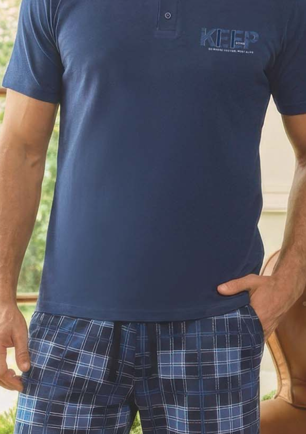Piżama Męska Ocean Check, Niebieski, r. M-XL