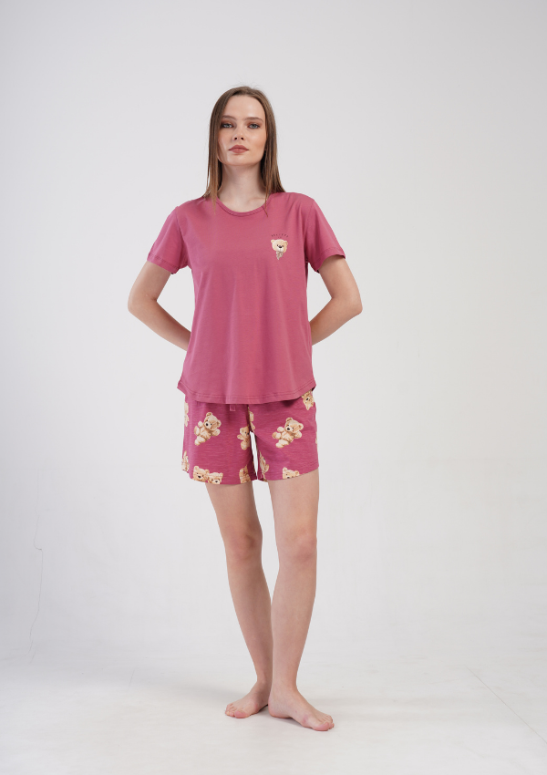Piżama Damska Vienetta Berry Bears, Różowy, S -XL
