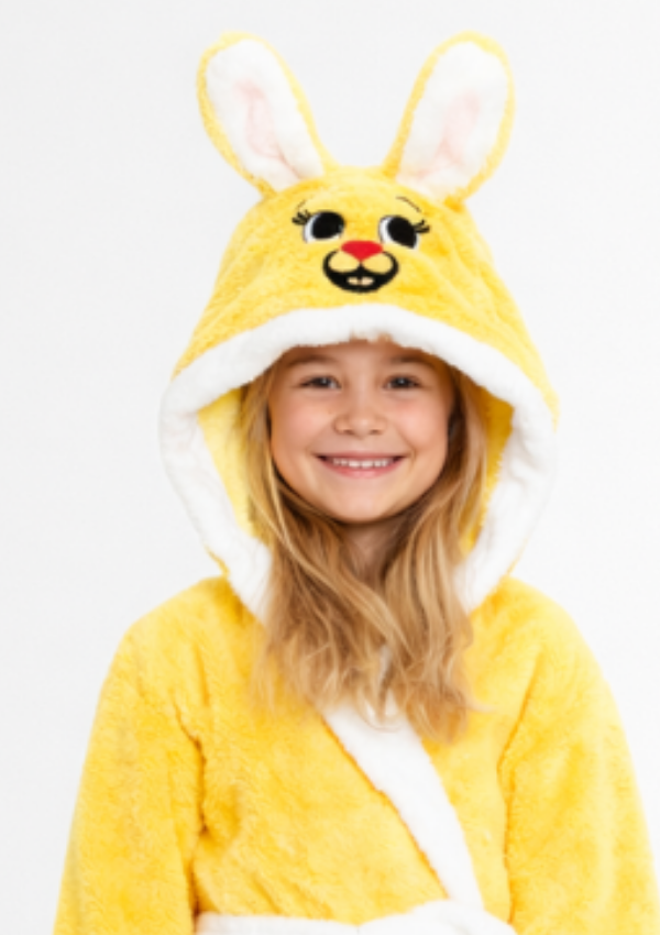 Szlafrok Dziewczęcy Vienetta, Yellow Bunny, Żółty, r. 110-134