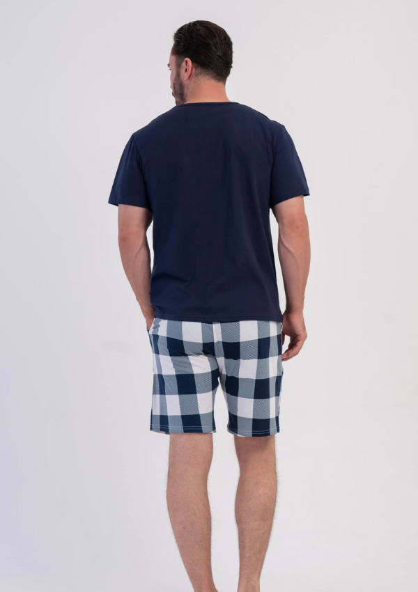Piżama Męska Vienetta White Check, Granatowy, r. M-XXL
