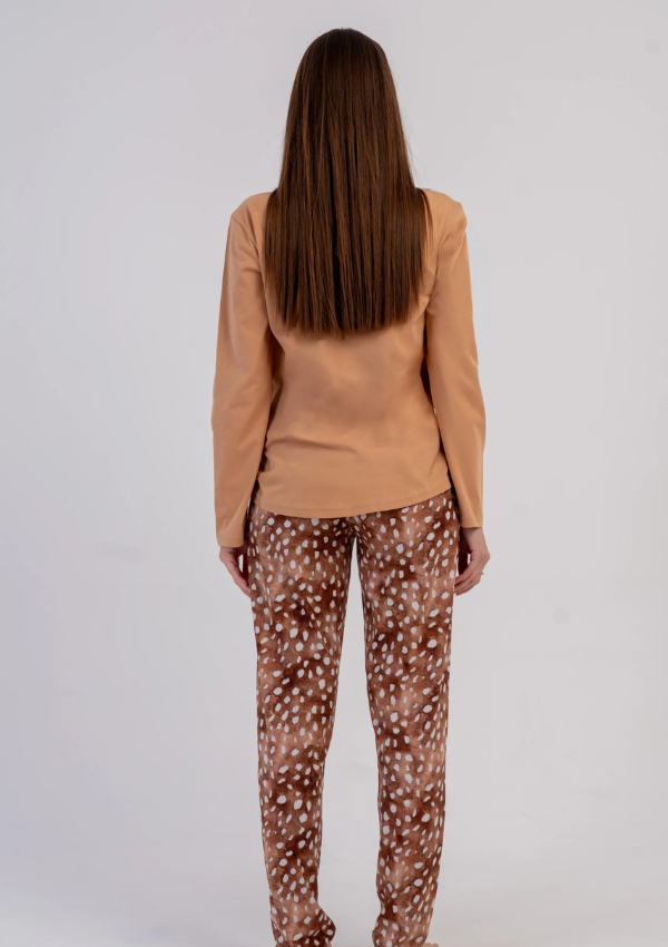 Piżama Damska Vienetta, Caramel Deer, Karmelowy, r. M-XXL