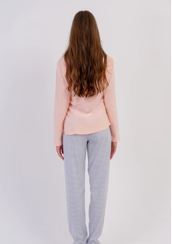 Piżama Damska Vienetta, Peach Soft, Brzoskwiniowy, r. S-XL
