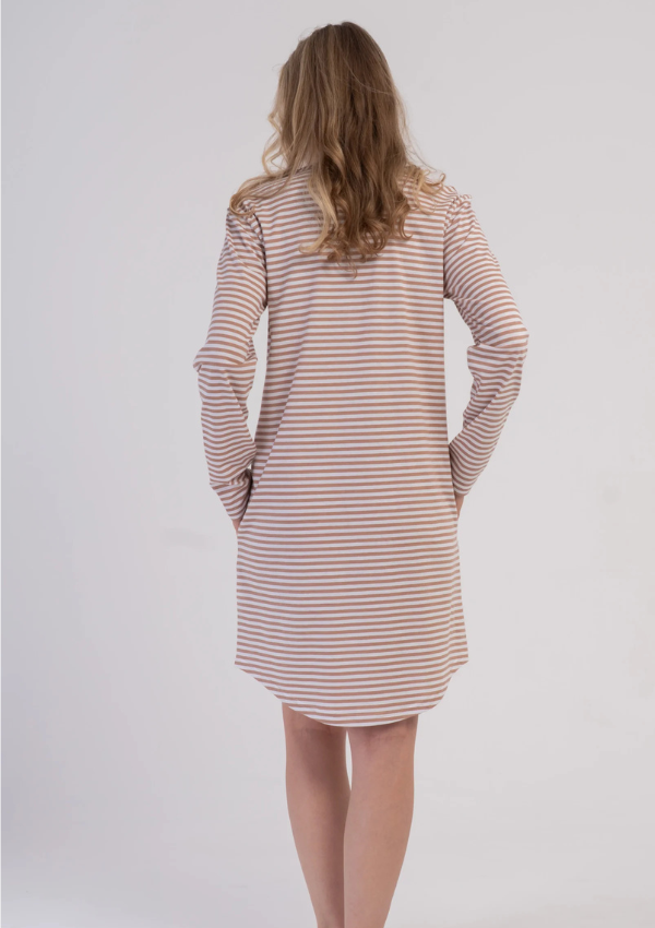 Koszula Nocna Damska Vienetta, Soft Stripe Long, Beżowy, r. M - XX