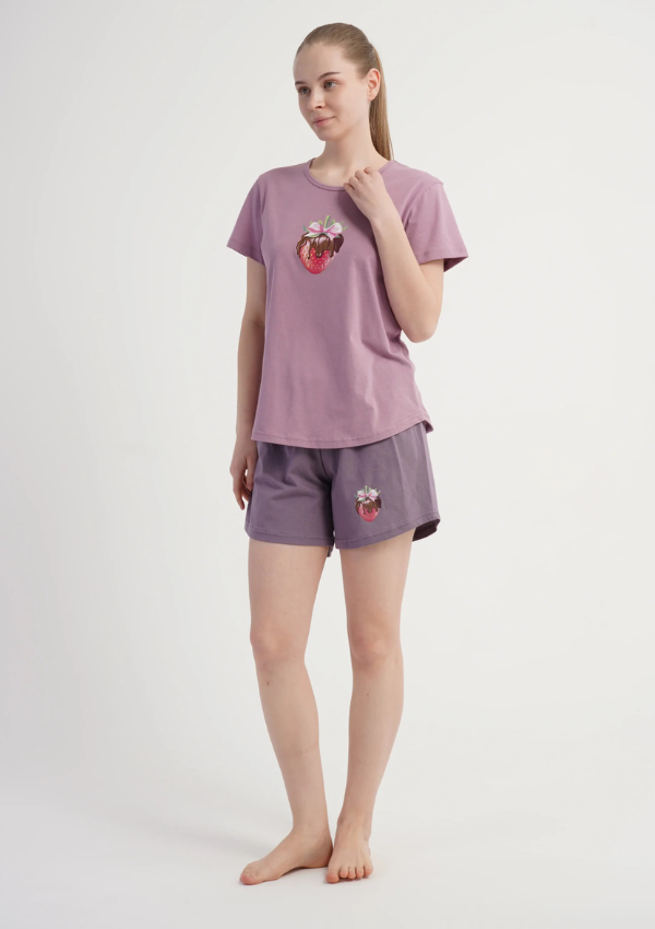 Piżama Damska Vienetta Berry Choco, Różowy, S -XL