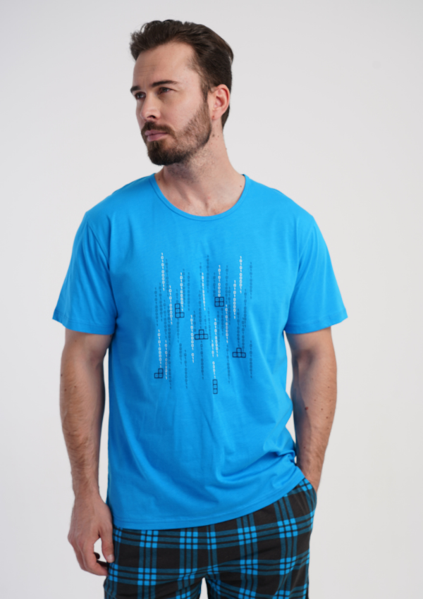 Piżama Męska Vienetta Blue Lumber, Niebieski, r. 1XL-4XL