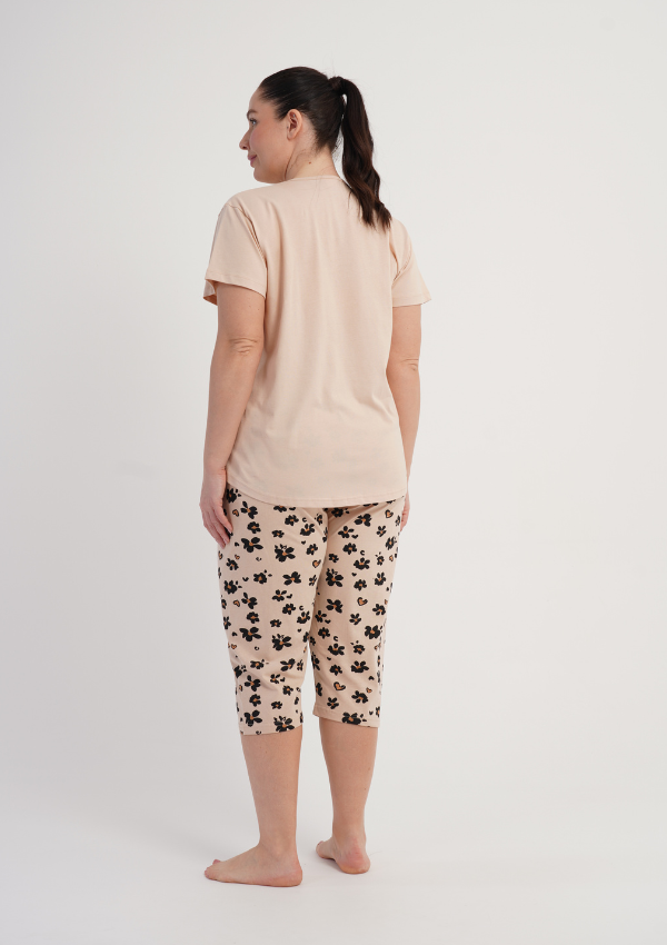 Piżama Damska Vienetta Floral Breeze, Beżowy, r. 1XL-4XL