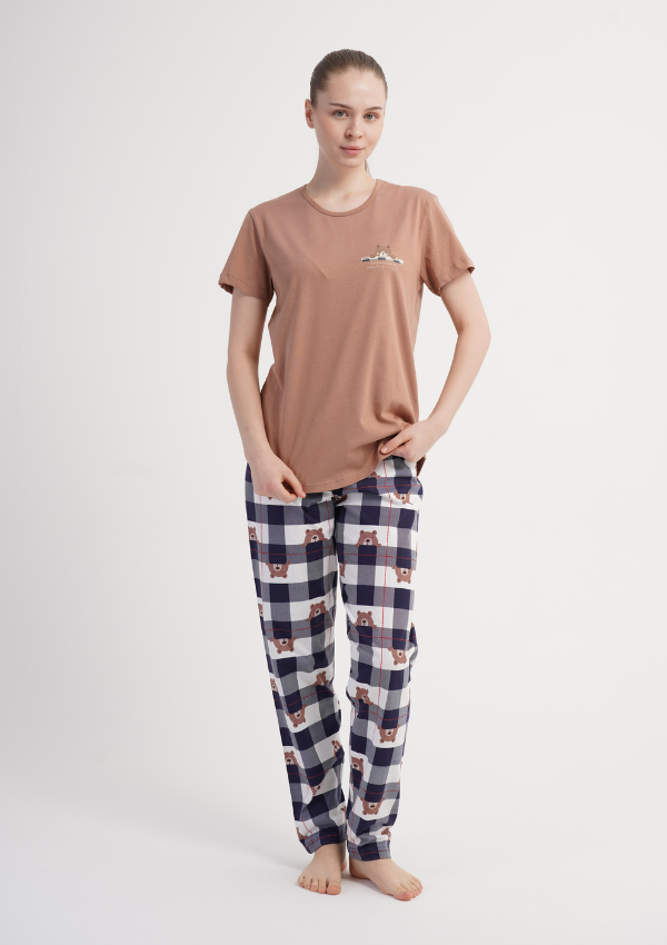 Piżama Damska Vienetta Soft Bear, Beżowy, r. S-XL