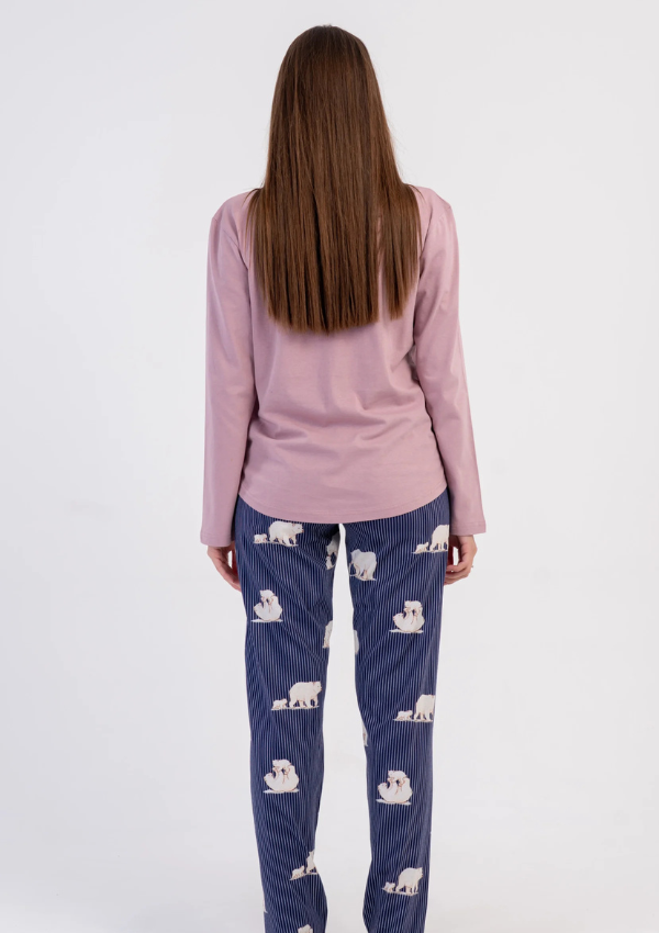 Piżama Damska Vienetta, Teddy Stripes, Różowy, r. S-XL
