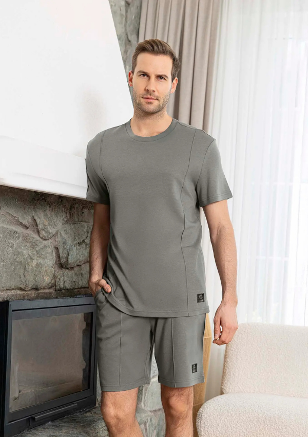 Piżama Męska Grey Bamboo Set, Szary, r. M-XL