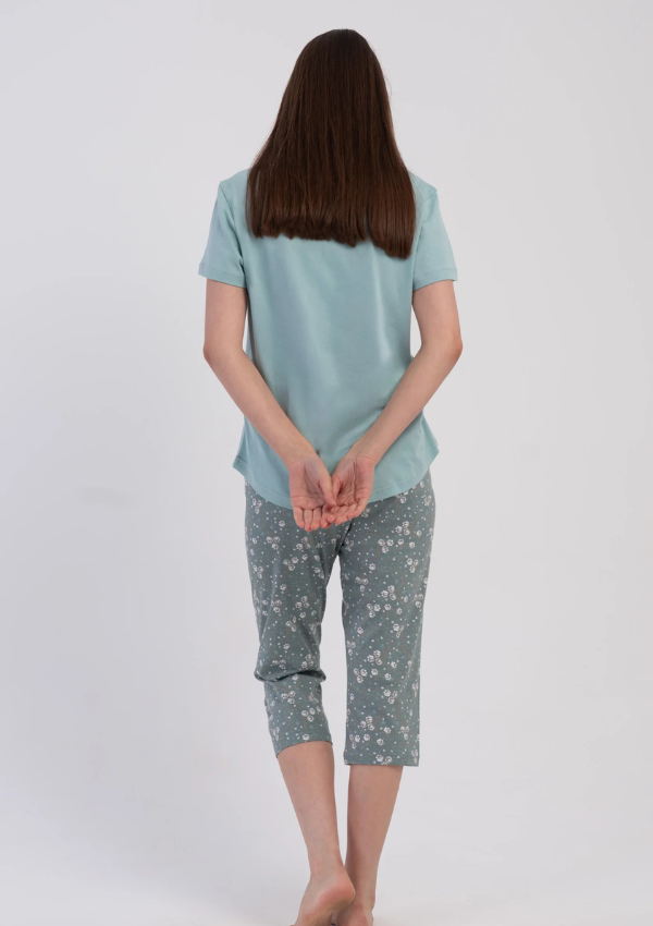 Piżama Damska Vienetta Sage Floral, Zielony, r. M-XXL
