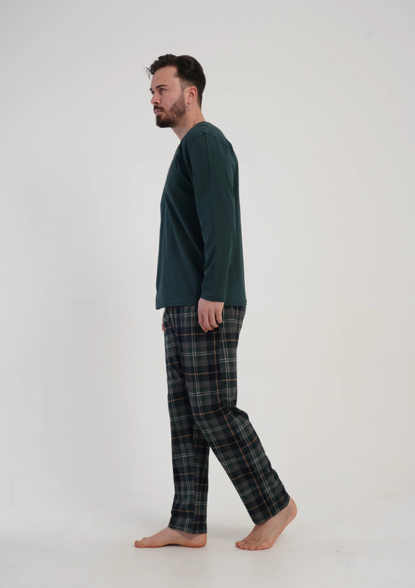 Piżama Męska Vienetta Green Check, Zielony, r. M-XL