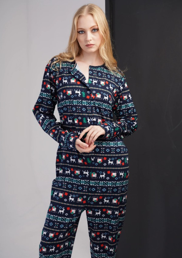 Kombinezon damski Vienetta Nordic Charm, Granatowy, r. S-XL