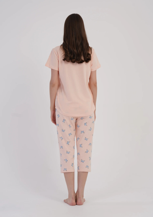 Piżama Damska Vienetta Peach Butterfly, Brzoskwiniowy, r. M-XXL