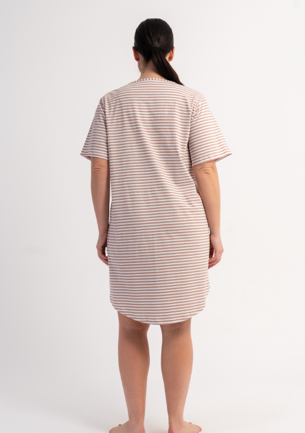Koszula Nocna Damska Soft Stripes, Beżowy, r. 1XL - 4XL