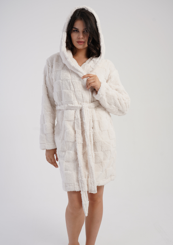 Szlafrok damski Vienetta, Soft Robe, Kremowy, r. S-L