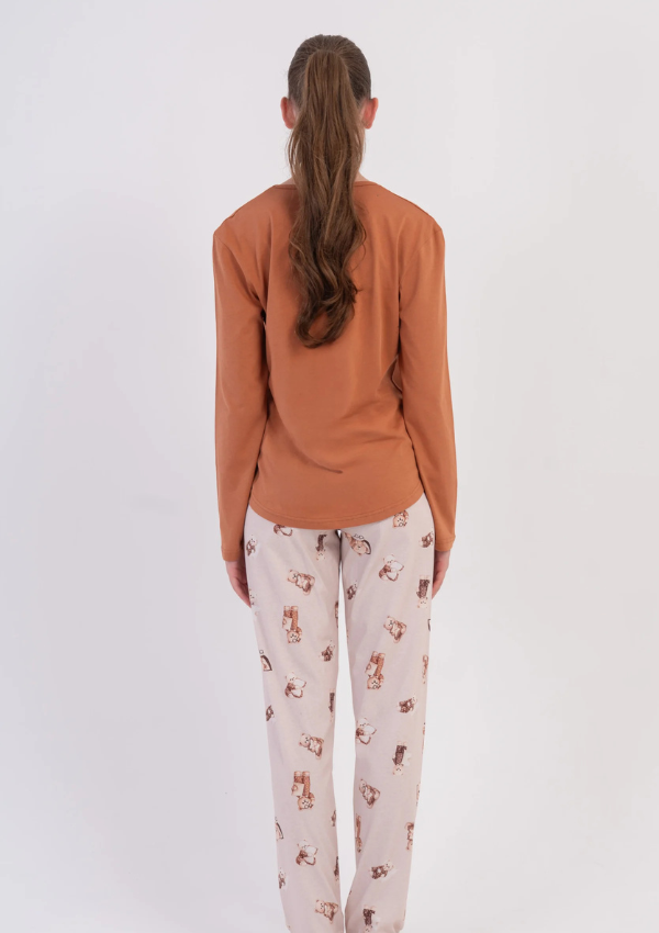 Piżama Damska Vienetta, Teddy Snuggle, Karmelowy, r. S-XL