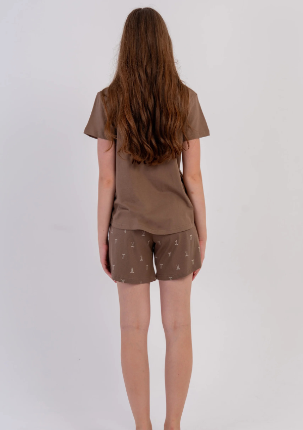 Piżama Damska Vienetta Chocolate Bow, Brązowy, S-XL
