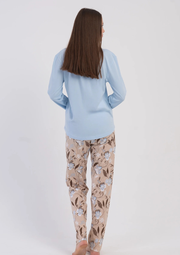 Piżama Damska Vienetta Blue Floral, Niebieski, r. M-XXL
