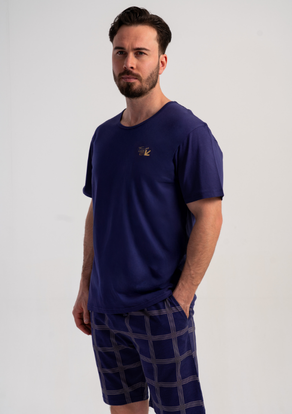 Piżama Męska Vienetta Navy Classic, Granatowy, r. 5XL-7XL