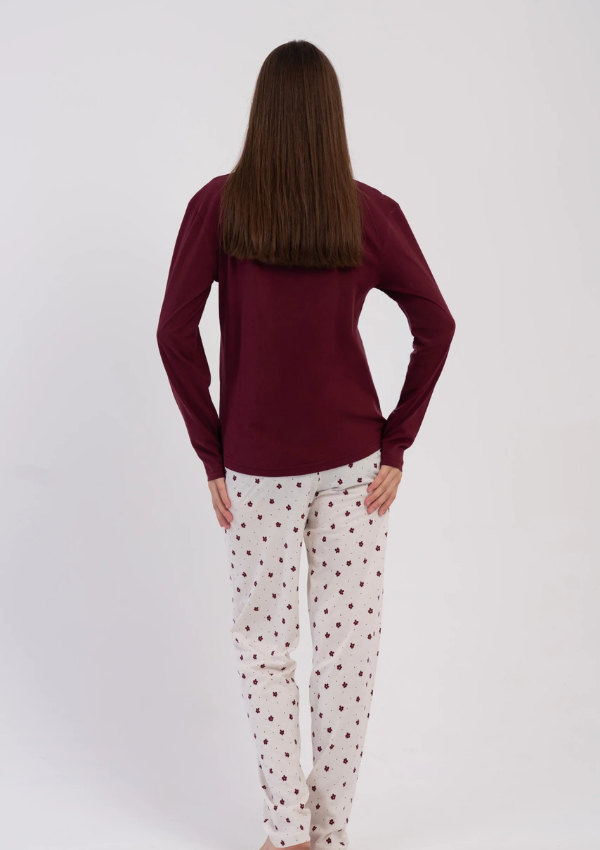 Piżama Damska Vienetta Burgundy Floral, Bordowy, r. M-XXL