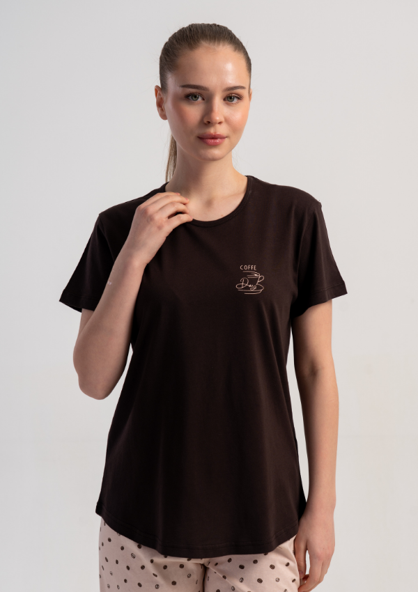 Piżama Damska Vienetta Coffee Breeze, Brązowy, r. M-XXL