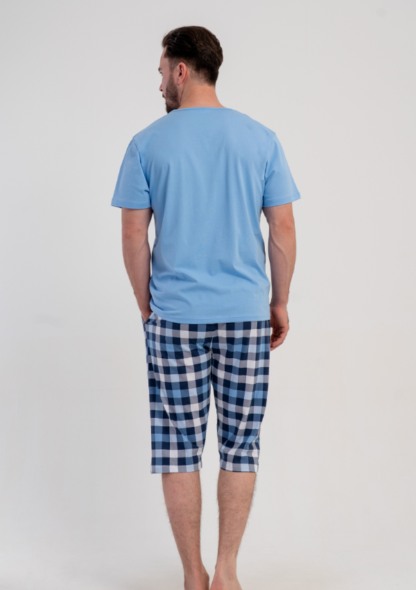 Piżama Męska Vienetta Blue Relax, Niebieski, r. L-XXL