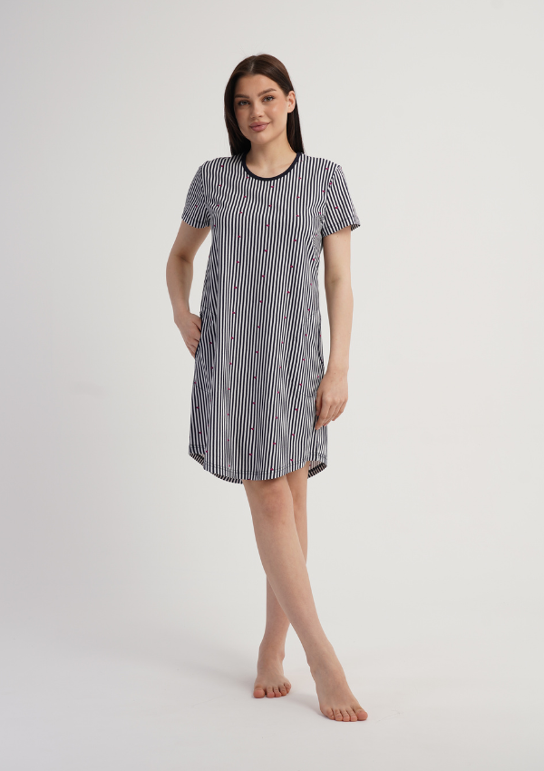 Koszula Nocna Vienetta Heart Lines, Granatowy, r. M-XXL