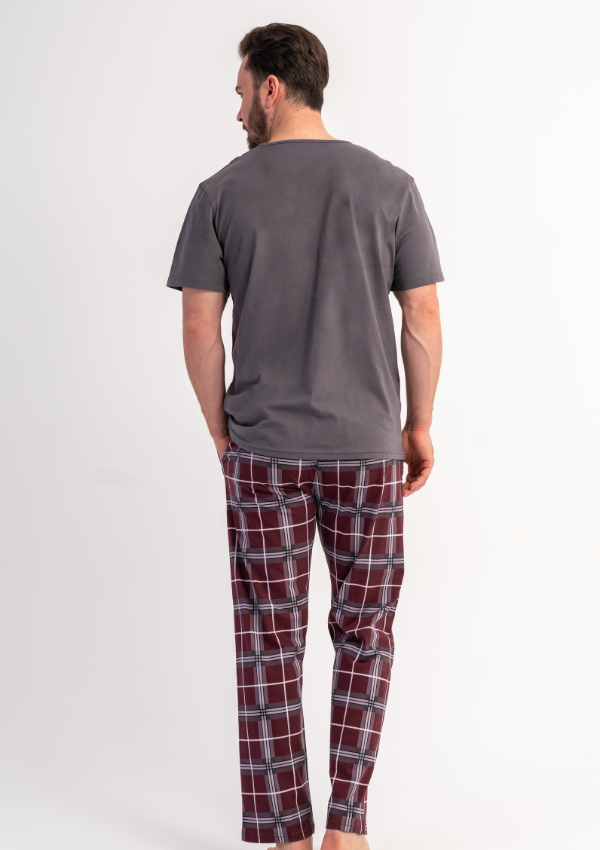 Piżama Męska Vienetta Graphite Check, Szary, r. M-XXL
