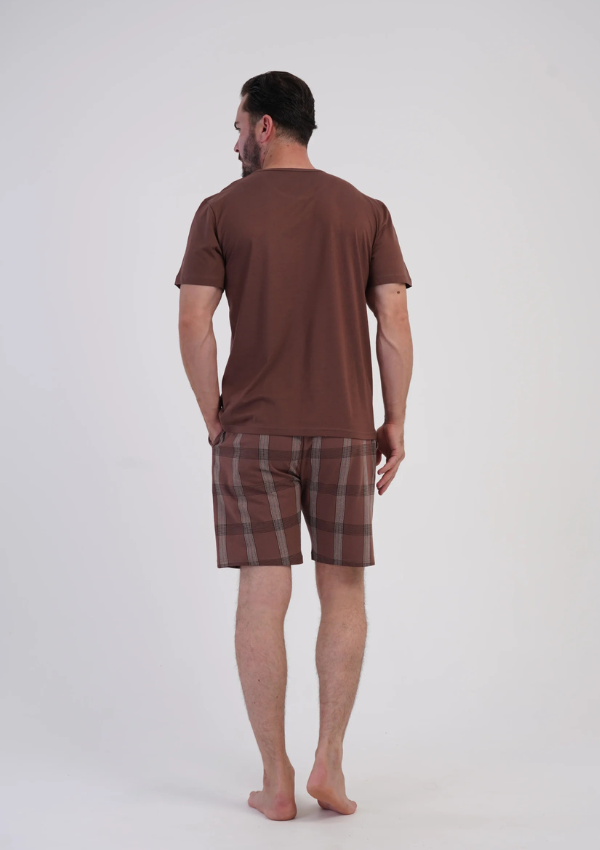 Piżama Męska Vienetta Cocoa Check, Brązowy, r. M-XXL