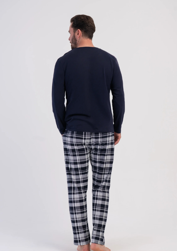 Piżama Męska Vienetta Heritage Plaid, Granatowy, r. M-XL