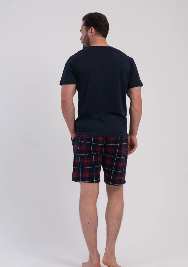 Piżama Męska Vienetta Navy Burgundy, Granatowy, r. M-XXL