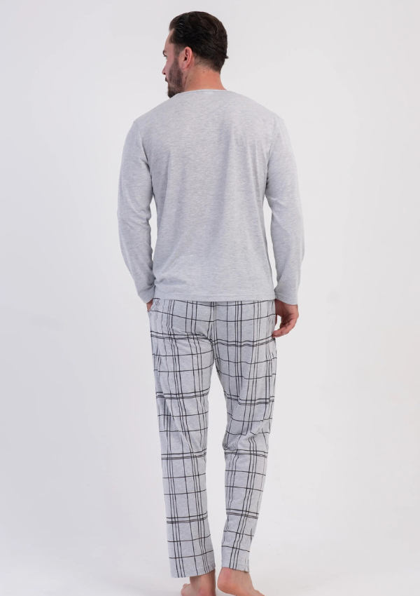 Piżama Męska Vienetta Black Grey, Szary, r. M-XXL