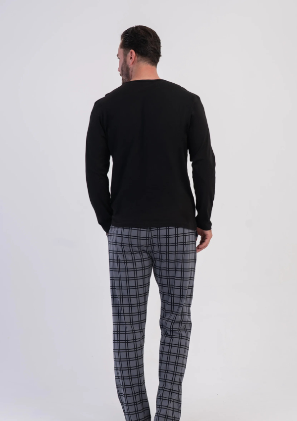 Piżama Męska Vienetta Chess Check, Czarny, r. M-XL