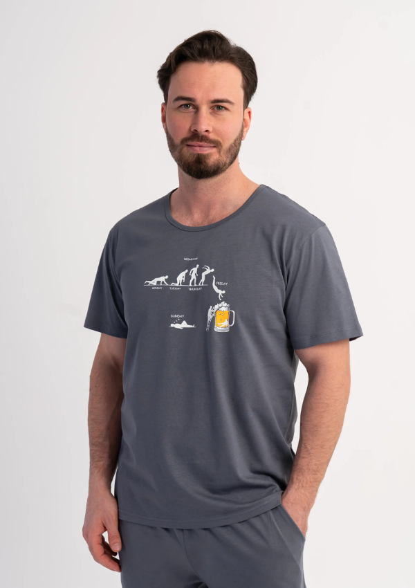 Piżama Męska Vienetta Gray Comfort, Szary, r. M-XXL