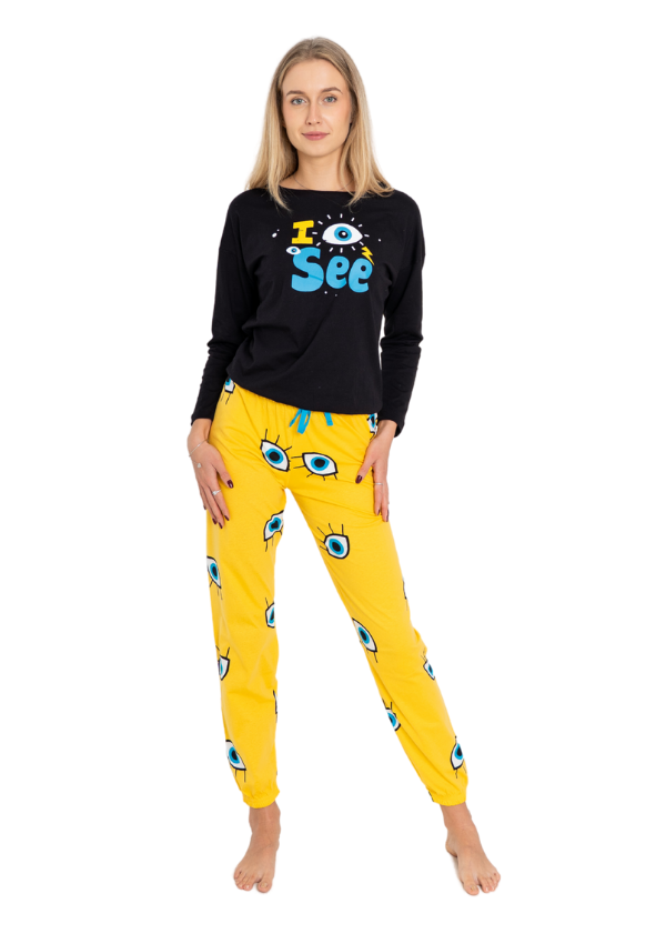 Piżama Damska Vienetta Eye Dream, Żółty, r. S-XL